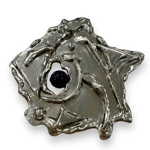 Judith Goldstein Brooch Fluid Motion Pin With Amethyst Abstract Sterling Silver